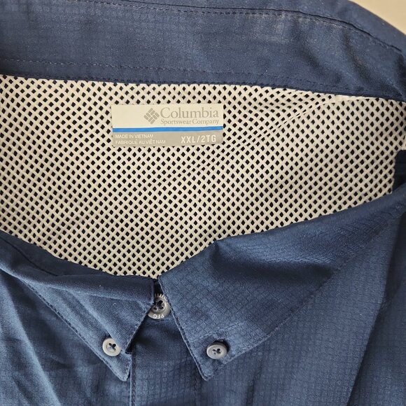 Columbia Navy Blue Short Sleeve Vented Shirt mens XXL  lightweight Omni-Shade - Picture 4 of 13